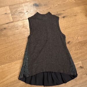 Anthro sleeveless Gray Top with Lace Accents